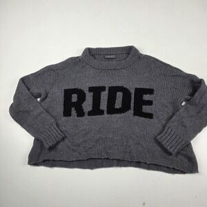 Wooden Ships Sweater Womens S/M Gray RIDE Graphic Knit Pullover Mohair Wool